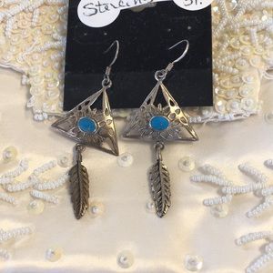 Triangle sterling turquoise earrings